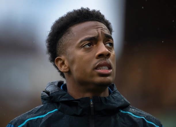 Joe Willock of Newcastle United before the Premier League match between Wolverhampton Wanderers and Newcastle United at Molineux on October 2, 2021...
