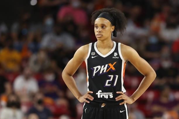 Brianna Turner of the Phoenix Mercury during Game Three of the 2021 WNBA semifinals at Desert Financial Arena on October 03, 2021 in Tempe, Arizona....
