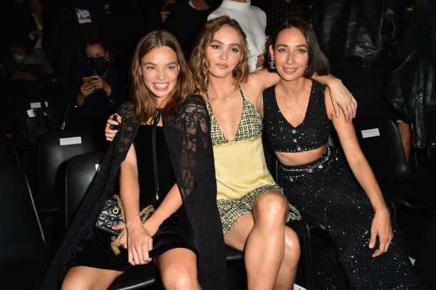 Kristine Froseth, Lily-Rose Depp and Rebecca Dayan attend the Chanel Womenswear Spring/Summer 2022 show as part of Paris Fashion Week on October 05,...