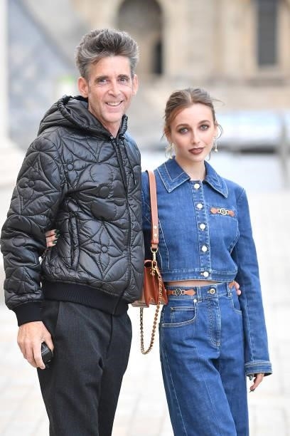 Michael Chamberlain and Emma Chamberlain attend the Louis Vuitton Womenswear Spring/Summer 2022 show as part of Paris Fashion Week on October 05,...