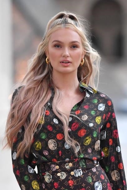 Romee Strijd attends the Louis Vuitton Womenswear Spring/Summer 2022 show as part of Paris Fashion Week on October 05, 2021 in Paris, France.