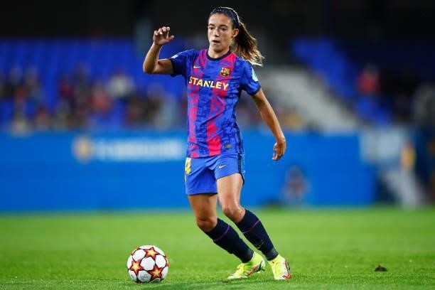 During the UEFA Women's Champions League group C match between FC Barcelona and Arsenal WFC at Estadi Johan Cruyff on October 05, 2021 in Barcelona,...