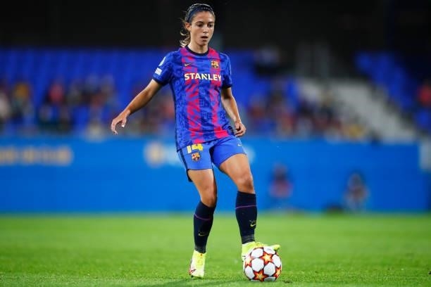 During the UEFA Women's Champions League group C match between FC Barcelona and Arsenal WFC at Estadi Johan Cruyff on October 05, 2021 in Barcelona,...