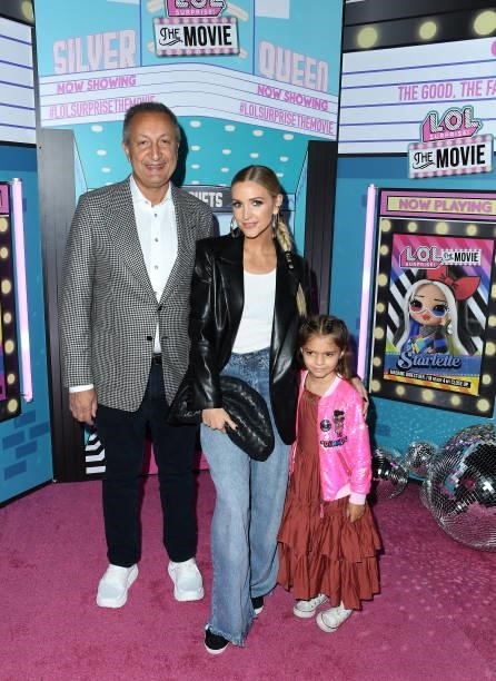 Of MGA Entertainment Isaac Larian, Ashlee Simpson, and Jagger Snow Ross arrives at Hollywood Forever on October 06, 2021 in Hollywood, California.