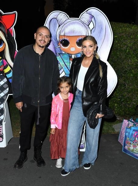 Evan Ross, Jagger Snow Ross, and Ashlee Simpson attend the Premiere of 'L.O.L Surprise! at Hollywood Forever on October 06, 2021 in Hollywood,...