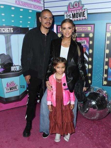 Evan Ross, Jagger Snow Ross, and Ashlee Simpson attend the Premiere of 'L.O.L Surprise!' at Hollywood Forever on October 06, 2021 in Hollywood,...