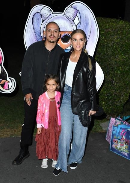 Evan Ross, Jagger Snow Ross, and Ashlee Simpson attend the Premiere of 'L.O.L Surprise!' at Hollywood Forever on October 06, 2021 in Hollywood,...