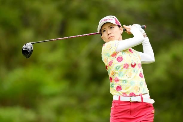 Nozomi Inoue of Japan hits her tee shot on the 2nd hole during the first round of Kanehide Miyarabi Open at the Kanehide Kise Country Club on October...