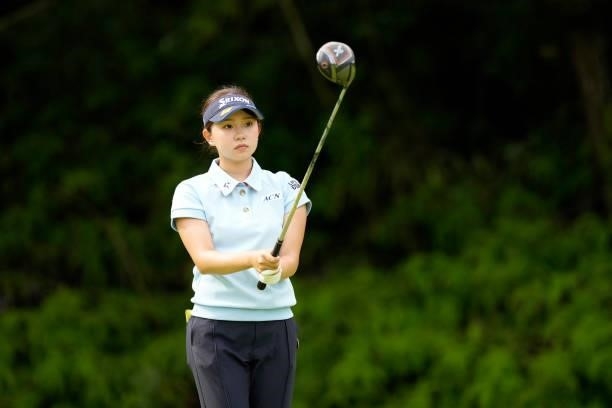 Saho Yamada of Japan is seen before her tee shot on the 4th hole during the first round of Kanehide Miyarabi Open at the Kanehide Kise Country Club...