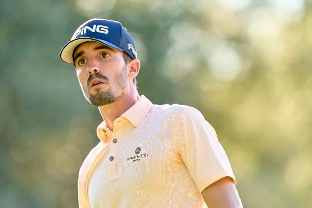 Alfonso Buendia of Spain looks on during Day One of The Acciona Open de Espana at Club de Campo Villa de Madrid on October 07, 2021 in Madrid, Spain.