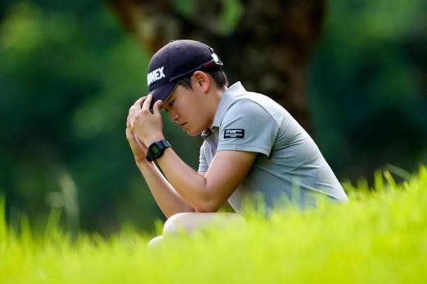 Akie Iwai of Japan is seen on the 3rd tee during the second round of Kanehide Miyarabi Open at the Kanehide Kise Country Club on October 8, 2021 in...