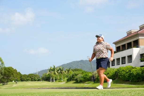 Rena Ishikawa of Japan is seen on the 14th green during the second round of Kanehide Miyarabi Open at the Kanehide Kise Country Club on October 8,...