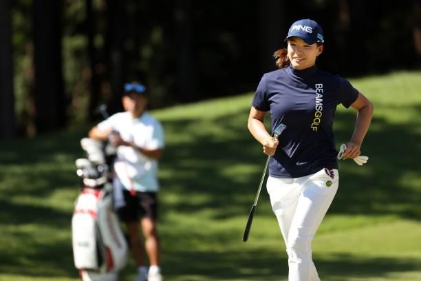 Hinako Shibuno of Japan is seen on the 5th hole during the first round of the Stanley Ladies at Tomei Country Club on October 8, 2021 in Susono,...