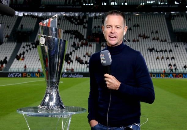 Belgian commentator Filip Joos comments the UEFA Nations League 2021 Semi-final match between Belgium and France at Juventus Stadium on October 7,...