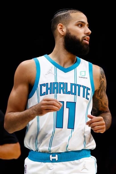Cody Martin of the Charlotte Hornets runs the court during the first period of their game against the Memphis Grizzlies at Spectrum Center on October...