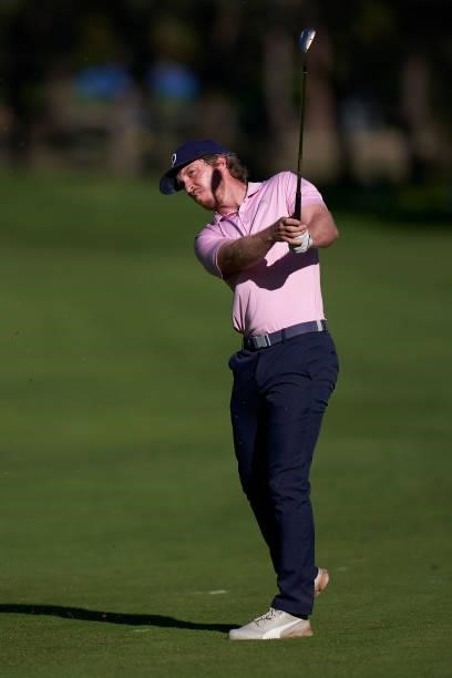 Jacobo Pastor of Spain plays a shot during Day Two of The Open de Espana at Club de Campo Villa de Madrid on October 08, 2021 in Madrid, Spain.