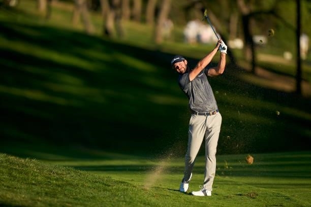 Scott Jamieson of Scotland plays a shot during Day Two of The Open de Espana at Club de Campo Villa de Madrid on October 08, 2021 in Madrid, Spain.