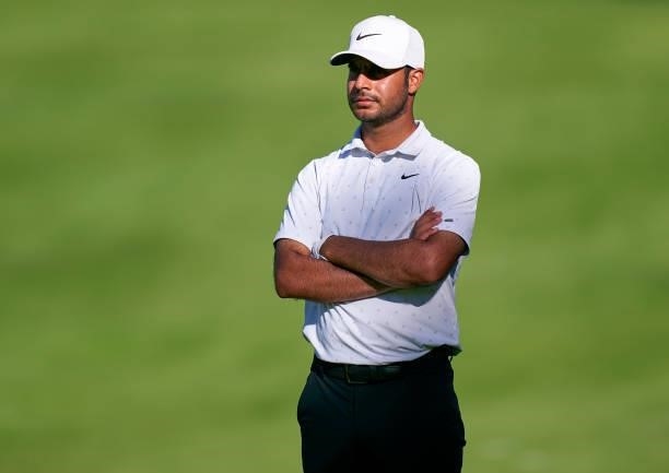 Shubhankar Sharma of India looks on during Day Two of The Open de Espana at Club de Campo Villa de Madrid on October 08, 2021 in Madrid, Spain.