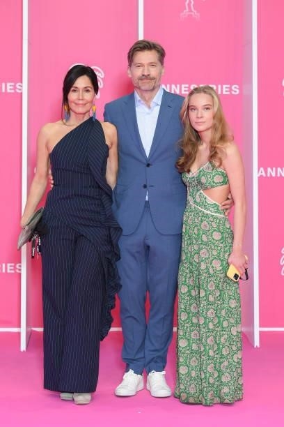 Nukaaka Coster-Waldau, Nicolaj Coster Waldau and daughter Safina Waldau attend the opening ceremony during the 4th Canneseries Festival on October...