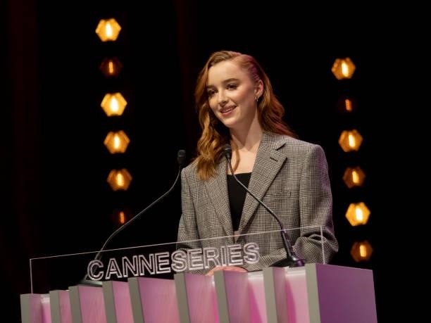 Phoebe Dynevor attends the opening ceremony of the 4th Canneseries Festival on October 08, 2021 in Cannes, France.