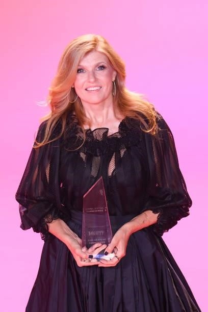 Connie Britton stands after she received the Canneseries Icon Award during the opening ceremony during the 4th Canneseries Festival on October 08,...