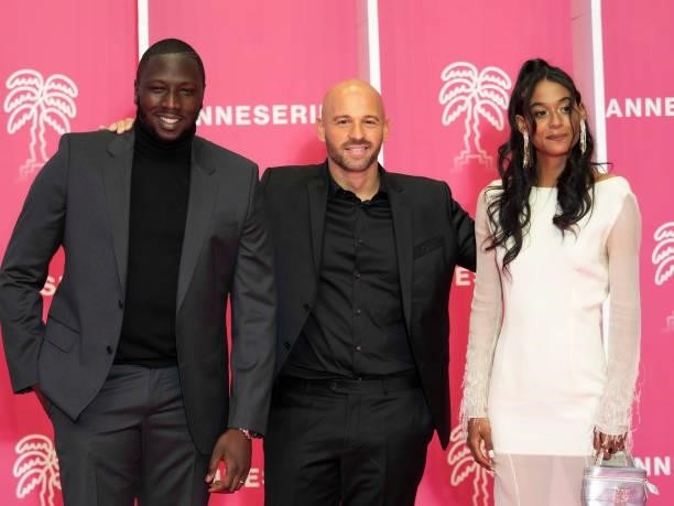 Saidou Camara, Franck Gastambide and Laetitia Kerfa attends the opening ceremony during the 4th Canneseries Festival on October 08, 2021 in Cannes,...