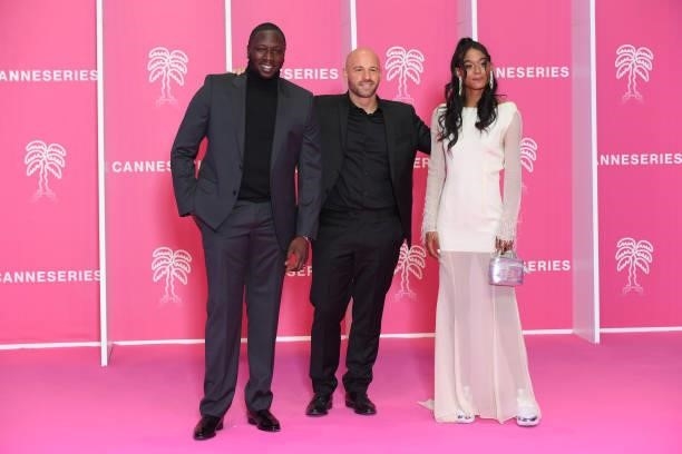 Saidou Camara, Franck Gastambide and Laetitia Kerfa attend the opening ceremony during the 4th Canneseries Festival on October 08, 2021 in Cannes,...