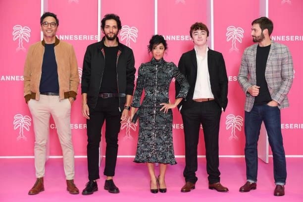 Quoc Dang Tran, Omar Mebrouk, Naidra Ayadi, Thomas Chomel and Guillaume Labbe attend the opening ceremony during the 4th Canneseries Festival on...
