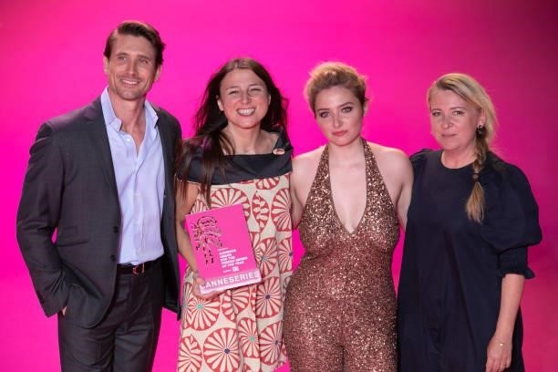 Guest, Marie Roussin, Lula Cotton Frapier and a guest attend the opening ceremony of the 4th Canneseries Festival on October 08, 2021 in Cannes,...