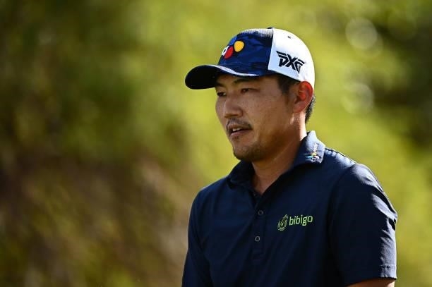 Sung Kang walks on the eighth hole during round two of the Shriners Children's Open at TPC Summerlin on October 08, 2021 in Las Vegas, Nevada.
