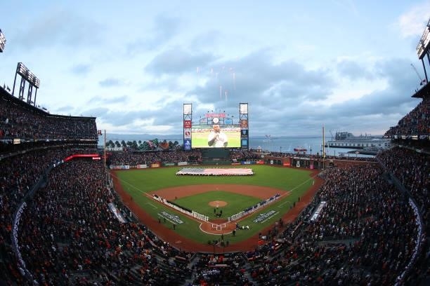 General view of Oracle Park prior to Game 1 of the National League Division Series between the San Francisco Giants and the Los Angeles Dodgers on...