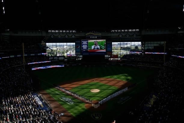 General view of American Family Field during Game One of the National League division series between the Atlanta Braves and Milwaukee Brewers on...
