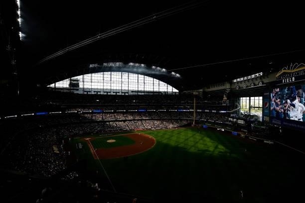 General view of American Family Field during Game One of the National League division series between the Atlanta Braves and Milwaukee Brewers on...