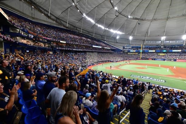 General view during Game 2 of the American League Division Series between the Tampa Bay Rays and the Boston Red Sox at Tropicana Field on October 08,...