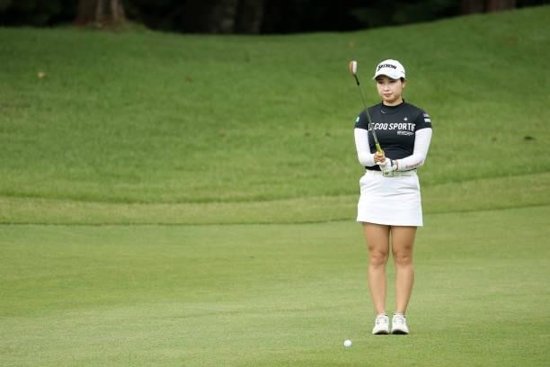 Sakura Koiwai of Japan is seen before her third shot on the 5th hole during the second round of the Stanley Ladies at Tomei Country Club on October...