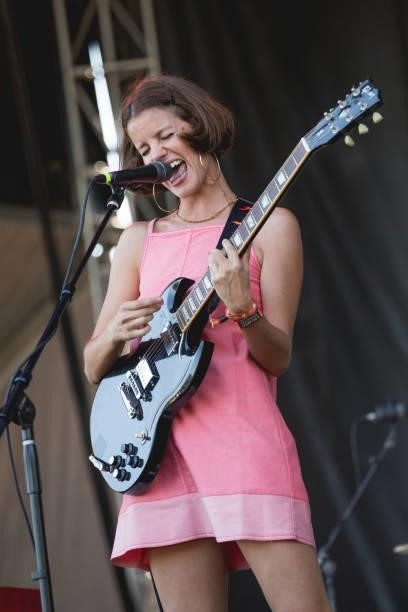 Carlotta Cosials of Hinds performs onstage during weekend two, day one of the Austin City Limits Music Festival at Zilker Park on October 08, 2021 in...