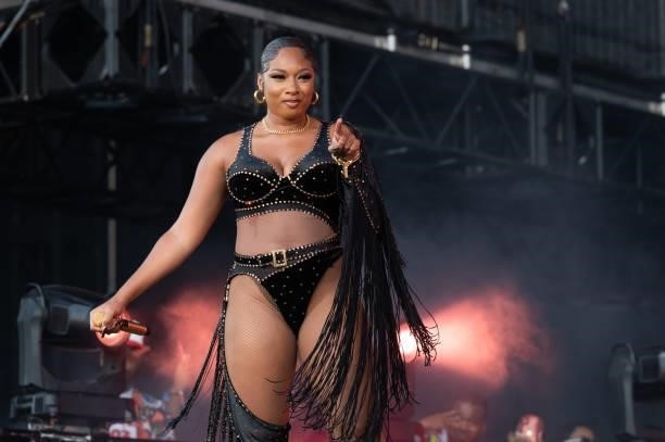 Rapper Megan Thee Stallion performs live on stage during Austin City Limits Festival at Zilker Park on October 08, 2021 in Austin, Texas.