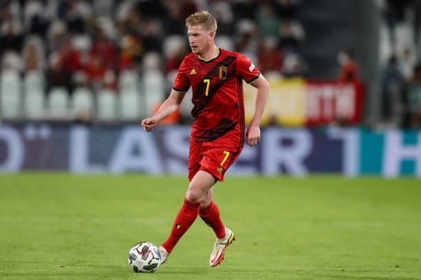Kevin De Bruyne of Belgium during the UEFA Nations League 2021 Semi-final match between Belgium and France at Juventus Stadium on October 07, 2021 in...