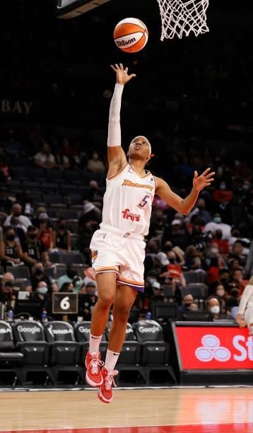 Shey Peddy of the Phoenix Mercury shoots a layup against the Las Vegas Aces during Game Five of the 2021 WNBA Playoffs semifinals at Michelob ULTRA...