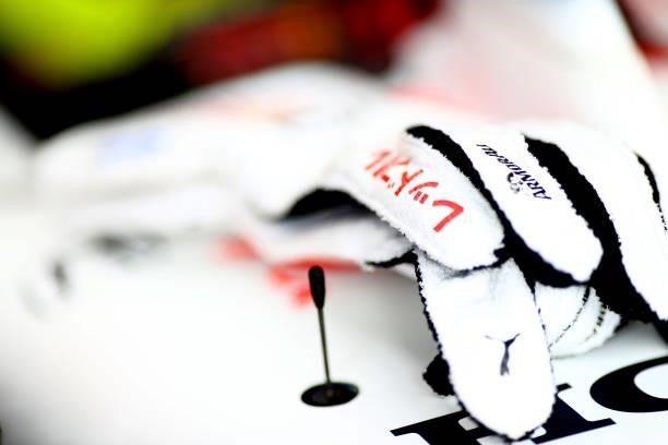 Detail shot of the race gloves of Sergio Perez of Mexico and Red Bull Racing during final practice ahead of the F1 Grand Prix of Turkey at Intercity...