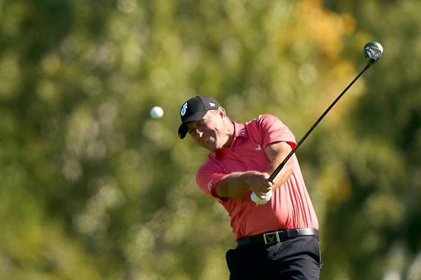 Darren Fichardt of South Africa watches his shot during Day Three of The Open de Espana at Club de Campo Villa de Madrid on October 09, 2021 in...