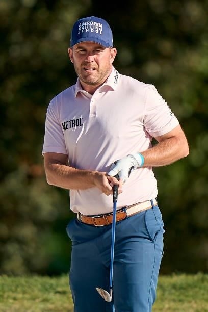 Richie Ramsay of Scotland reacts during Day Three of The Open de Espana at Club de Campo Villa de Madrid on October 09, 2021 in Madrid, Spain.