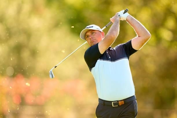 Graeme Storm of England plays a shot during Day Three of The Open de Espana at Club de Campo Villa de Madrid on October 09, 2021 in Madrid, Spain.