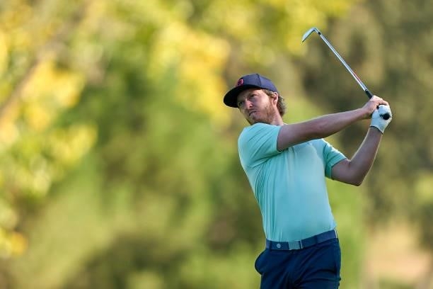 Jacobo Pastor of Spain plays a shot during Day Three of The Open de Espana at Club de Campo Villa de Madrid on October 09, 2021 in Madrid, Spain.