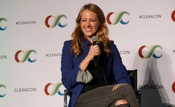 Actress Amy Acker speaks during the "Amy Acker 