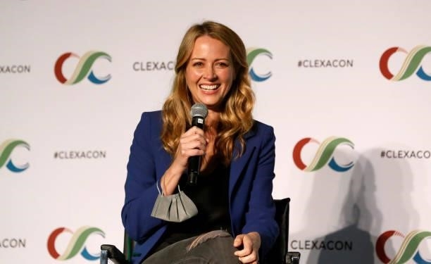 Actress Amy Acker speaks during the "Amy Acker 