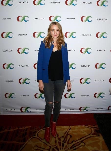 Actress Amy Acker attends the ClexaCon 2021 convention at the Tropicana Las Vegas on October 09, 2021 in Las Vegas, Nevada.