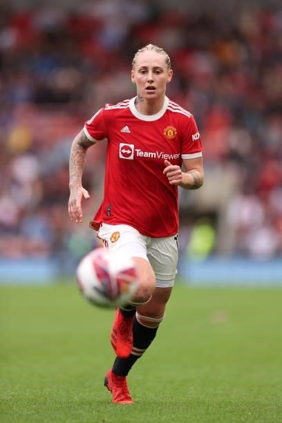 Leah Galton of Manchester United during the Barclays FA Women's Super League match between Manchester United Women and Manchester City Women at Leigh...