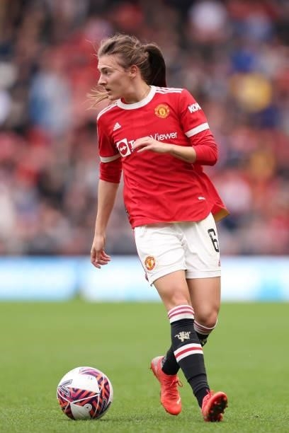 Hannah Blundell of Manchester United during the Barclays FA Women's Super League match between Manchester United Women and Manchester City Women at...