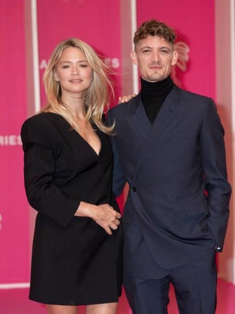 Virginie Efira and Niels Schneider attends the 4th Canneseries Festival - Day Two on October 09, 2021 in Cannes, France.